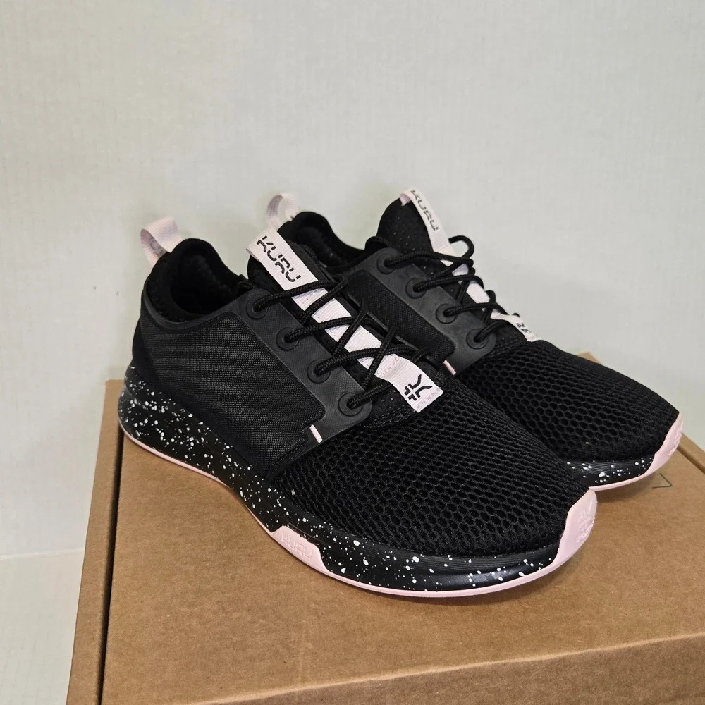 Kuru NEW Atom Women's Wide Lace Up Sneakers Jet Black Misty Lilac Size 6